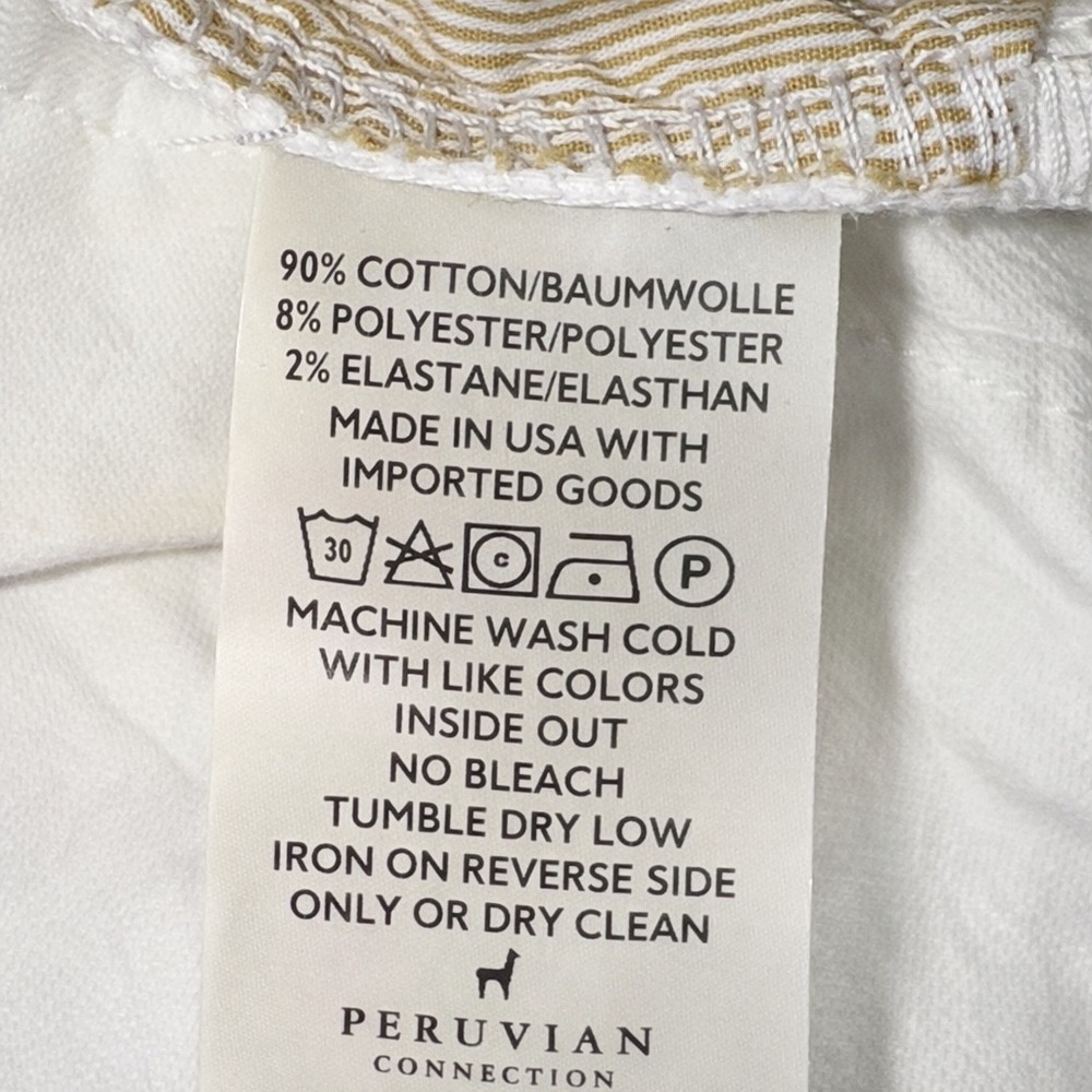 Peruvian Connection White Velveteen Pants Women's Size 10 Made USA Stretch Twill - Picture 5 of 5